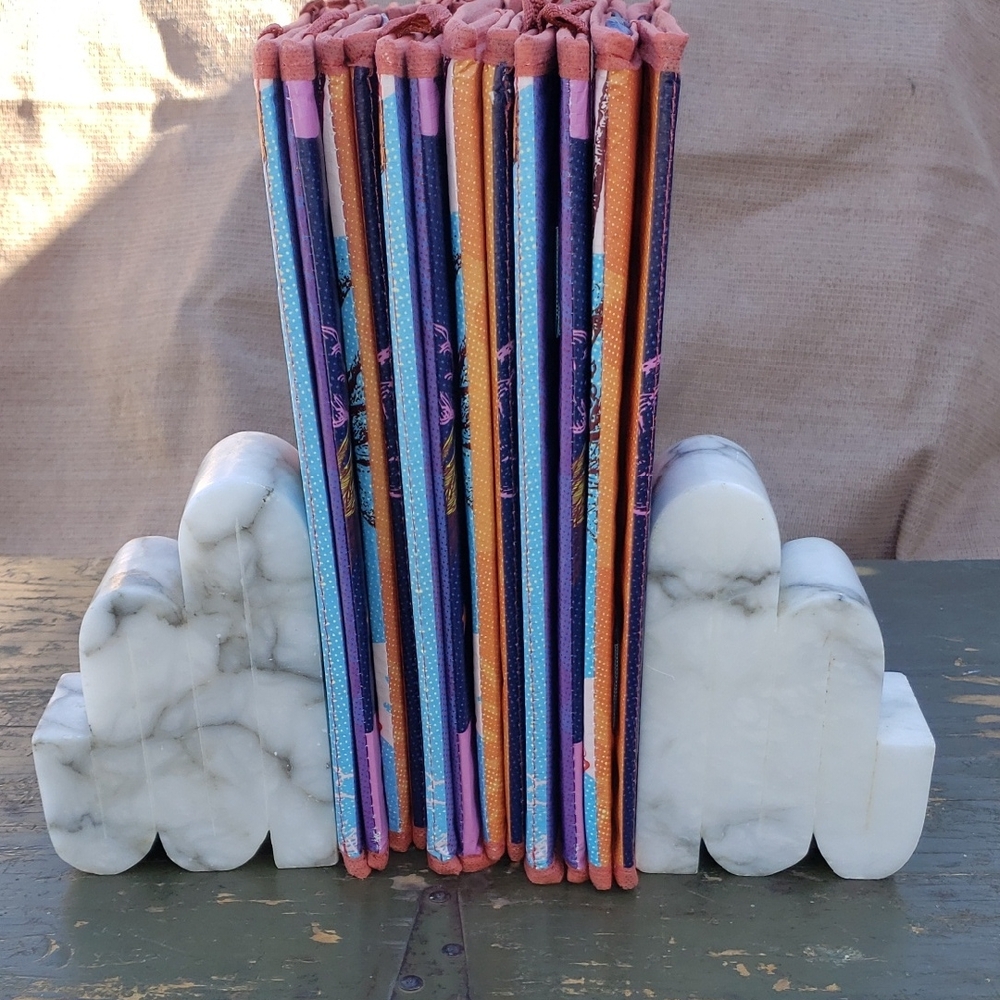Vintage Solid Italian Marble Bookends Numbered
